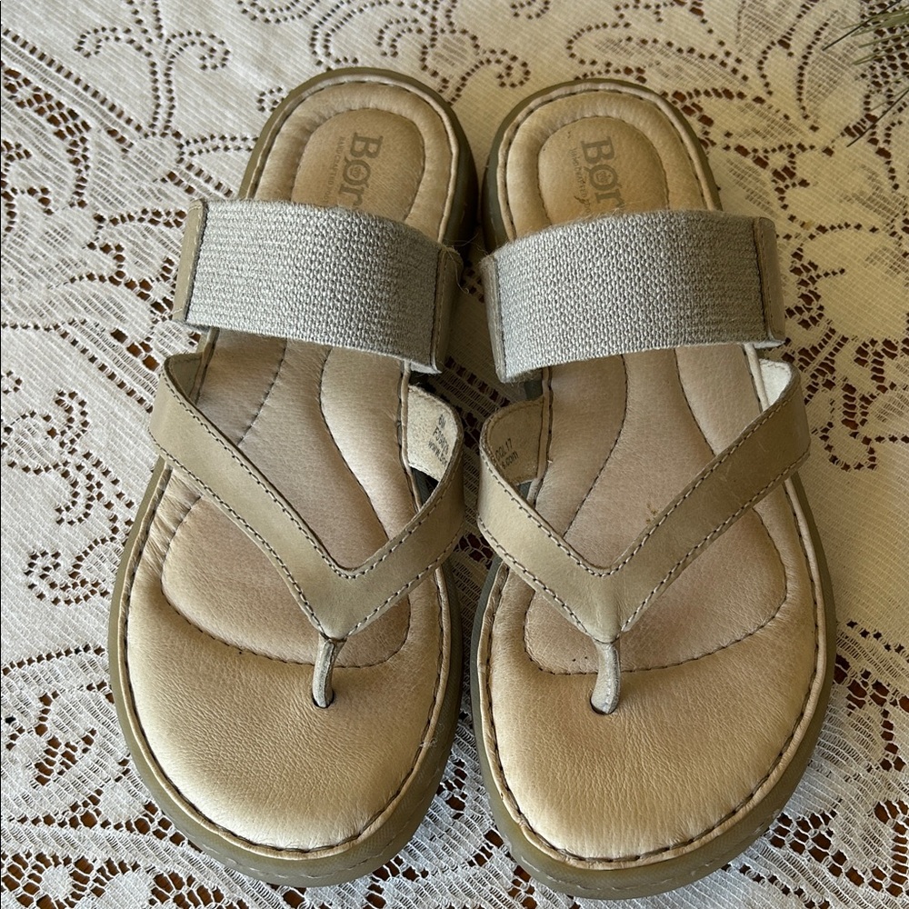 Born Women's Tan Beige Dual-Strap Sandals